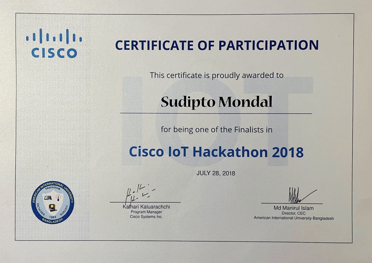 Champion - Cisco IoT Hackathon 2018